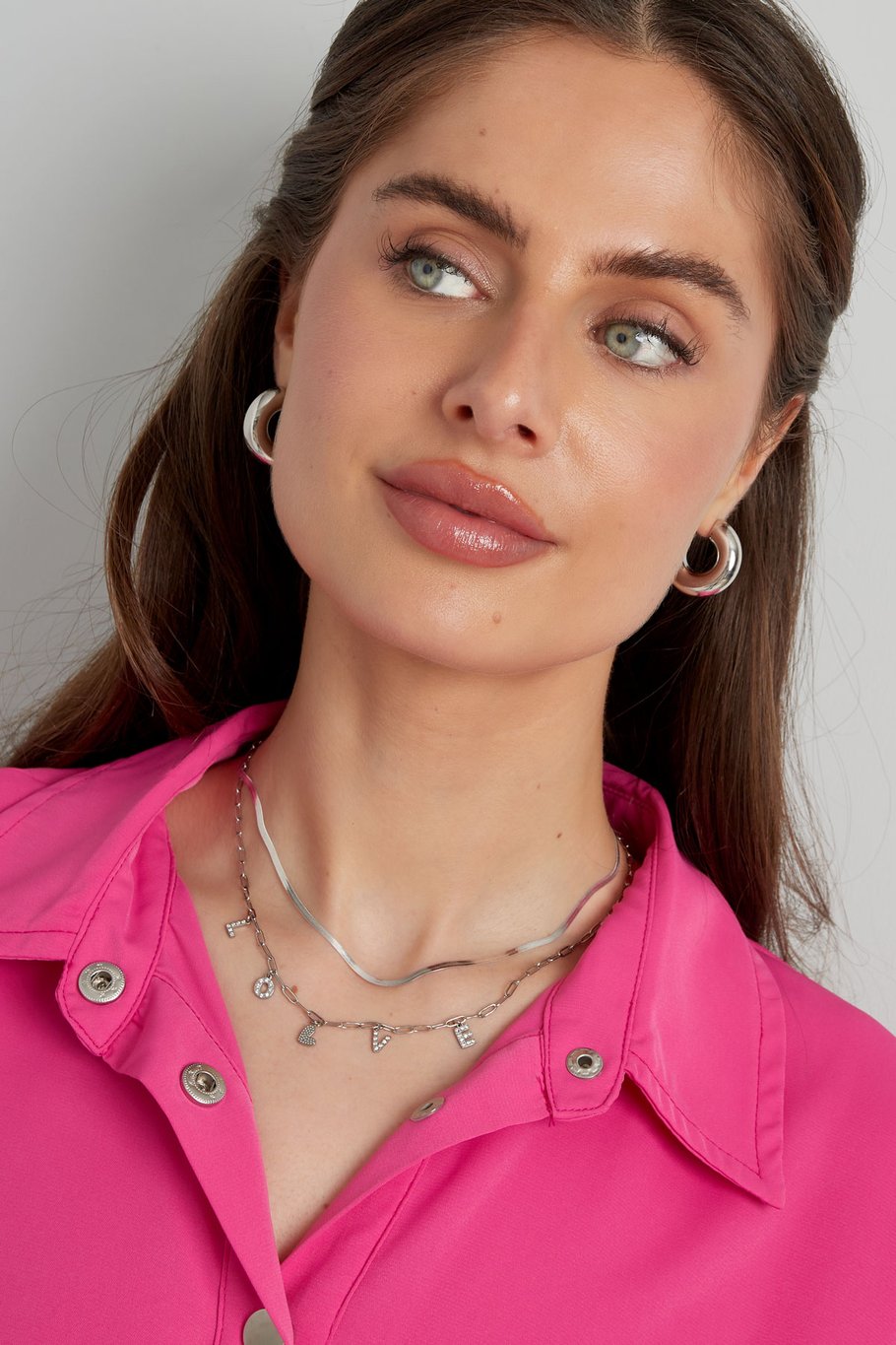 Charm necklace love letter - Silver Color color h5Picture4